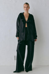 VRG GRL Long Sleeve | Women Rae Satin Top Black