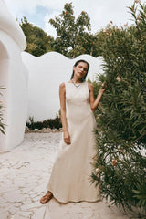 VRG GRL Midi/Maxi Dresses | Women Art Of Bloom Linen Bias Cut Maxi Dress Cream