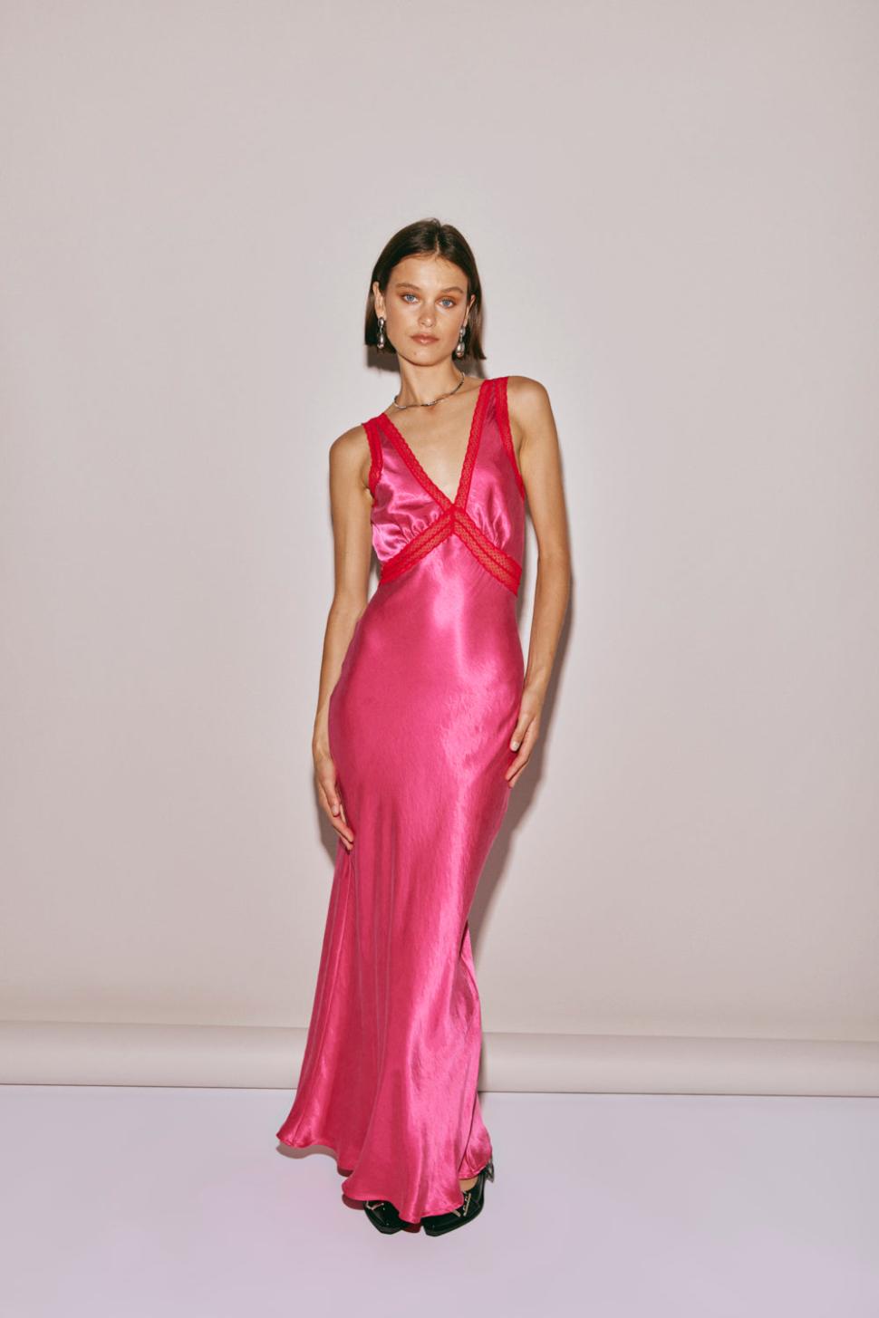 VRG GRL Midi/Maxi Dresses | Women Meet Me On The Dance Floor Bias Cut Maxi Dress Fuchsia