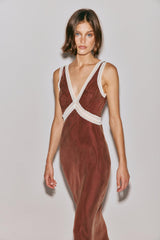 VRG GRL Midi/Maxi Dresses | Women Meet Me On The Dance Floor Bias Cut Maxi Dress Umber