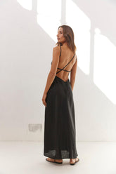 VRG GRL Midi/Maxi Dresses | Women Opal Linen Maxi Dress Black