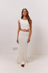 VRG GRL Midi/Maxi Dresses | Women Penne Knit Maxi Dress White