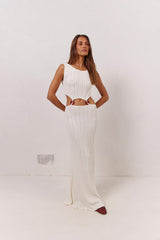 VRG GRL Midi/Maxi Dresses | Women Penne Knit Maxi Dress White
