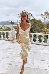 VRG GRL Midi/Maxi Dresses | Women Rosalia Satin Bias Cut Maxi Dress Butter