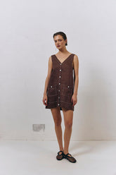 VRG GRL Mini Dresses | Women Alice Linen Mini Dress Brown
