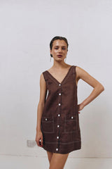VRG GRL Mini Dresses | Women Alice Linen Mini Dress Brown