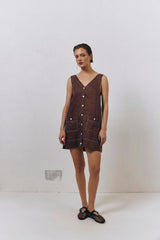 VRG GRL Mini Dresses | Women Alice Linen Mini Dress Brown