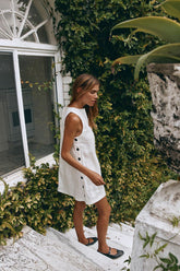 VRG GRL Mini Dresses | Women Annabelle Linen Mini Dress White