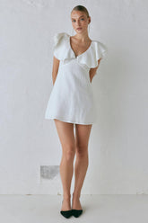 VRG GRL Mini Dresses | Women Party Nights Linen Mini Dress White