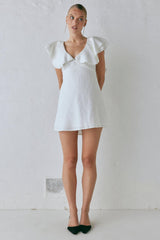 VRG GRL Mini Dresses | Women Party Nights Linen Mini Dress White