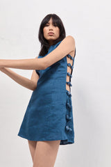 VRG GRL Mini Dresses | Women Tia Linen Mini Dress Navy