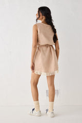 VRG GRL Mini Dresses | Women Verve Linen Mini Dress Blush