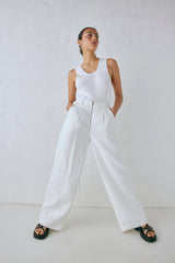 VRG GRL Pants | Women Nahna Linen Pants White