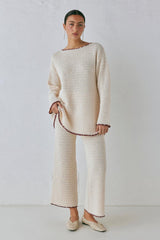 VRG GRL Pants | Women Stella Knit Pants Cream