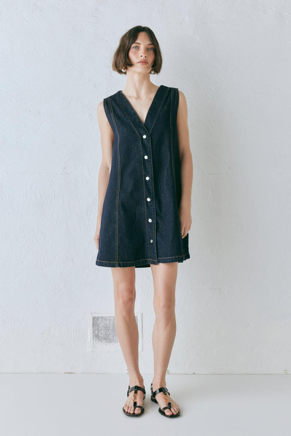 VRG GRL Sets | Women Aston Denim Mini Dress Indigo