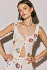 VRG GRL Sets | Women Love Language Button Front Top Floral