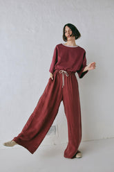 VRG GRL Sets | Women Moonscapes Pants Wine
