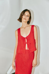 VRG GRL Sets | Women Nessa Linen Smock Top Chilli