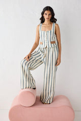 VRG GRL Sets | Women Sadie Linen Top Tide