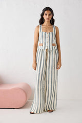 VRG GRL Sets | Women Sadie Linen Top Tide