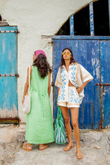 VRG GRL Sets | Women Sunsets In Capri Linen Shorts Natural