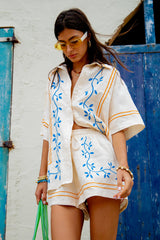 VRG GRL Sets | Women Sunsets In Capri Linen Shorts Natural