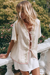 VRG GRL Shirts | Women Cultivate Linen Shirt Swirl