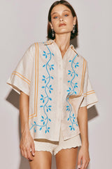 VRG GRL Shirts | Women Sunsets In Capri Linen Shirt Natural
