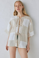 VRG GRL Short Sleeve | Women Naomi Linen Smock Top Natural