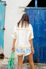 VRG GRL Short Sleeve | Women Sunsets In Capri Linen Shirt Natural