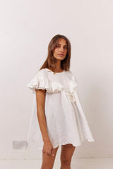 VRG GRL Short Sleeve | Women Viola Linen Tunic White