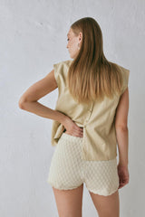 VRG GRL Shorts | Women Inner Glow Knit Shorts Cream