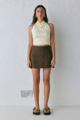 VRG GRL Skirts | Women Blanco Linen Mini Skirt Chocolate