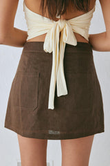 VRG GRL Skirts | Women Blanco Linen Mini Skirt Chocolate