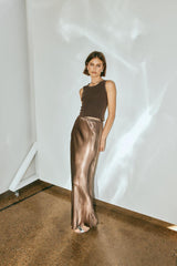 VRG GRL Skirts | Women Florence Bias Cut Maxi Skirt Chocolate