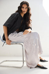 VRG GRL Skirts | Women Florence Bias Cut Maxi Skirt Silver