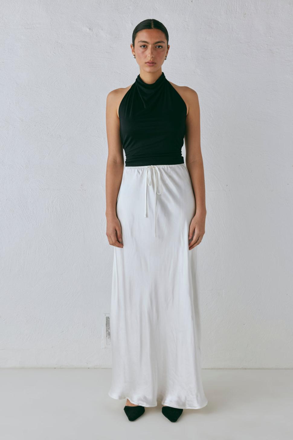 VRG GRL Skirts | Women Lyla Satin Maxi Skirt White