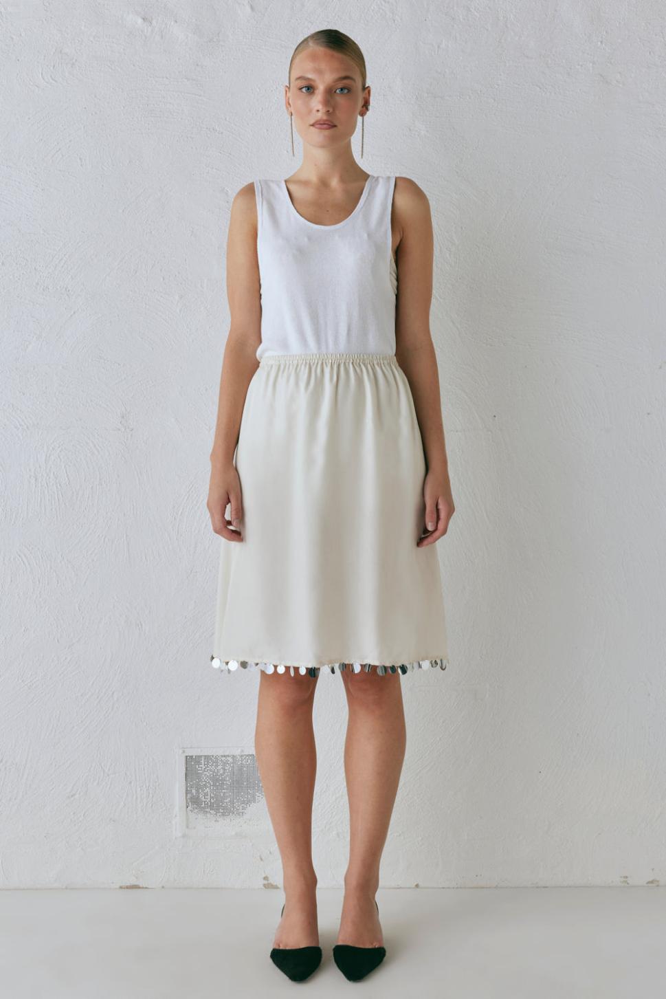 VRG GRL Skirts | Women Spritz Midi Skirt Cream