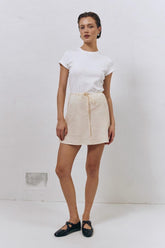 VRG GRL Skirts | Women The Way To San Jose Bias Cut Linen Mini Skirt Cream
