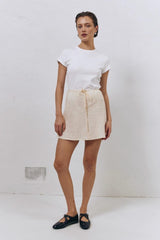VRG GRL Skirts | Women The Way To San Jose Bias Cut Linen Mini Skirt Cream