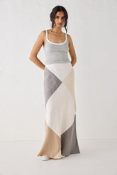 VRG GRL Skirts | Women Valencia Bias Cut Linen Maxi Skirt Charcoal