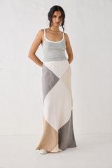 VRG GRL Skirts | Women Valencia Bias Cut Linen Maxi Skirt Charcoal