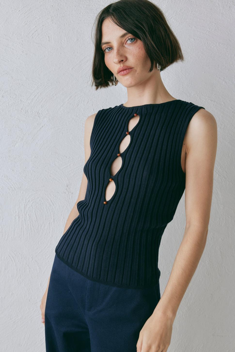 VRG GRL Sleeveless | Women Billie Knit Top Navy