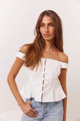 VRG GRL Sleeveless | Women Fia Linen Top White