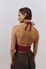 VRG GRL Sleeveless | Women Los Cabos Linen Vest Wine