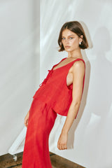 VRG GRL Sleeveless | Women Nessa Linen Smock Top Chilli