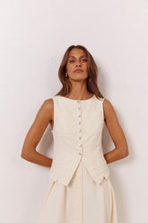 VRG GRL Sleeveless | Women Suki Denim Vest Cream