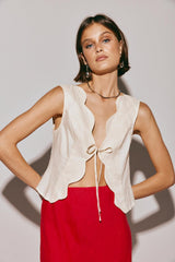 VRG GRL Sleeveless | Women Yvonne Linen Top Cream