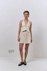 VRG GRL Vests | Women Los Cabos Linen Vest Cream