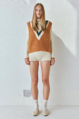 VRG GRL Vests | Women Macy Knit Vest Burnt Orange